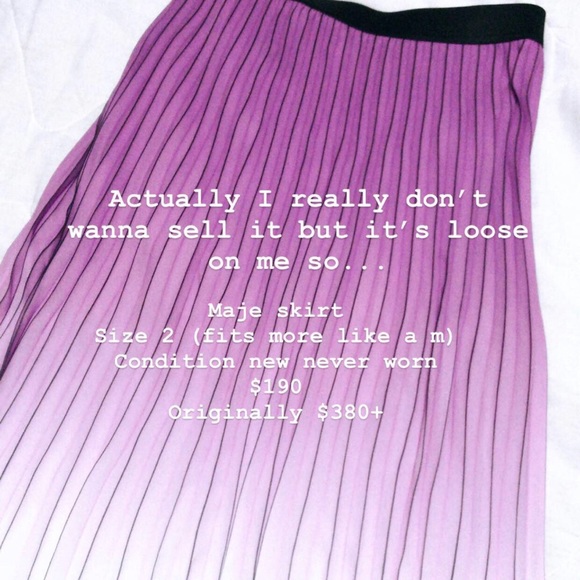 Maje ombré purple to white pleated skirt - Picture 3 of 3